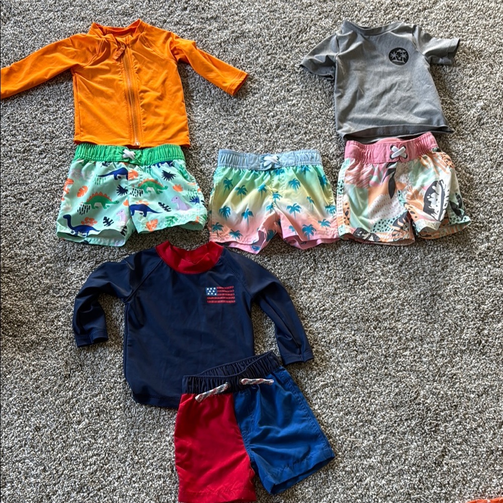 Cat & Jack Kids Swim Trunks Set - Orange, Green, Blue, Pink, Gray